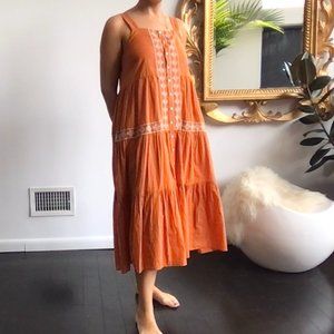 Madewell Pumpkin Orange Embroidered Dress